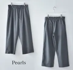 Pearl 産前産後 マタニティ／グレー ストライプ パンツ ウエストゴム仕様