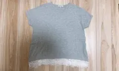 【GLOBAL WORK】レース付きカットソー Sサイズ グレー