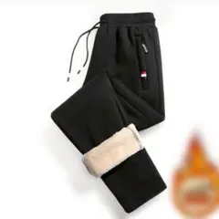 フリース 裏起毛　ジョガーパンツ　ブラック　大きいサイズ