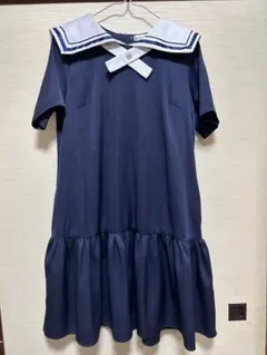 ネイビー セーラー襟 半袖ワンピース