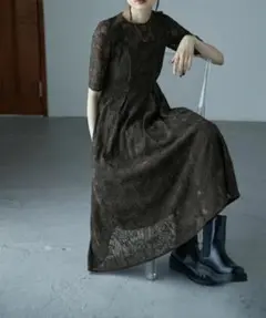 【美品】etoll. パイピングモールレースドレス 結婚式 オケージョン