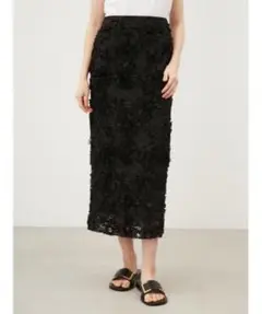 【美品】Mila Owenシアーモチーフファブリックストレートスカート