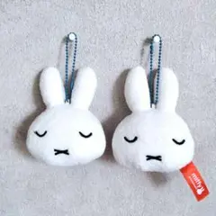 キーホルダー ミッフィー　目閉じ　もこもこフェイスマスコット　ナムコ限定品