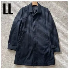 ステンカラーコート スーツ LL ダークグレー スタイリッシュ ストライプ 通勤