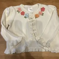花刺繍付きホワイトカーディガン 12-18ヶ月