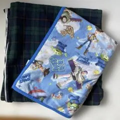 【2点セット】シングル敷き布団カバー チェック 柄 トイストーリーブランケット