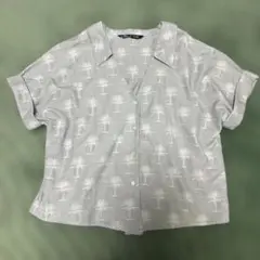 ZARA パームツリー柄 半袖ブラウス　Sサイズ