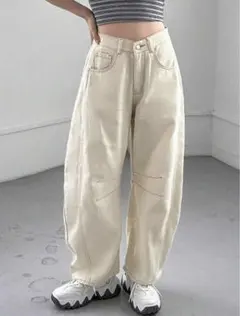 FRIFUL ハイウエスト ワイドレッグデニムパンツ XL