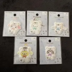 ふわふわスノー　サンリオ　パイルワッペン　5種類セット