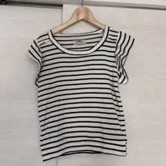 GRL ボーダー柄 フリル袖 半袖Tシャツ