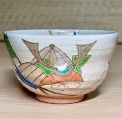 京焼 清水焼 平安紫峰 色絵 兜 かぶと 茶碗 抹茶碗 茶道具 1011009