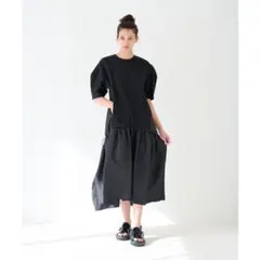 6965美品 ランバン 佐久間由衣さん コンビカットソーワンピース