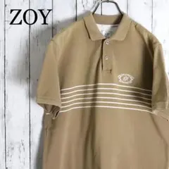 ZOY ゾーイ ボーダー 胸ロゴ刺繍 鹿の子ポロシャツ ゴルフ メンズ L～LLのサムネイル