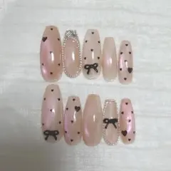 017ネイルチップ サイズオーダー マグネットネイル ハート オーダー受付