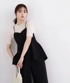 プロポーションボディドレッシング　リブニット　ベージュ サマーニット