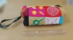 パッチワーク 刺繍 ポーチ マルチカラー