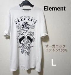 エレメント　半袖Tシャツ L スケーター ホワイト　オーガニックコットン100%