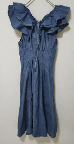 FRIFUL デニムブルー フリルワンピース L