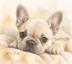 フレンチブルドッグ　水彩画風