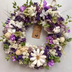 ドライフラワーリース★パープル×ホワイト★華やかナチュラル★大人可愛いギフト♪