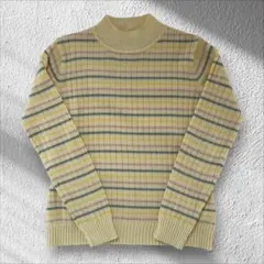 【BRODIAEA】ウール混マルチボーダーリブニット パステル L【F120】