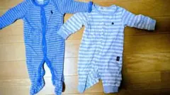 ストライプロンパース2点セット