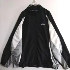 ★659　SPALDING　ナイロンジャケット　XL　黒白灰　US古着