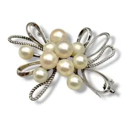 MIKIMOTO ミキモト 真珠 パール ブローチ 3珠 シルバー - メルカリ