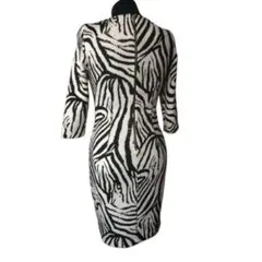 ZARA BASIC ザラ ゼブラ柄 ワンピース ミニ丈 長袖 M