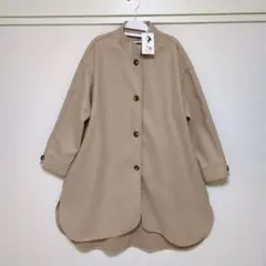 新品タグ付き　薄手　　ノーカラージャケット ベージュ Mサイズ