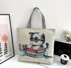 A4サイズ トートバッグ 大容量 猫 キャラクター 手提げバッグ 肩掛けバッグ