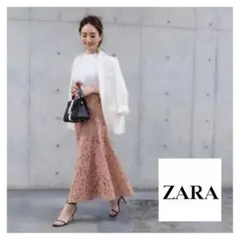ZARA ギュピールレーススカート/ピンクXS