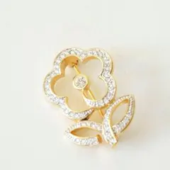 【美品】スワロフスキー フラワー クリスタルブローチ