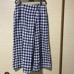 ネイビーとホワイトのギンガムチェックガウチョパンツMサイズ