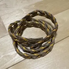 レザー編み込みベルト ブラウンとイエロー