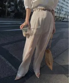 Ameri MEDI REFINED SHEER PANTS ベージュ　 Sのサムネイル