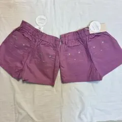 新品　petit main ネコ刺繍ポケット　ショートパンツ　防汚　双子服