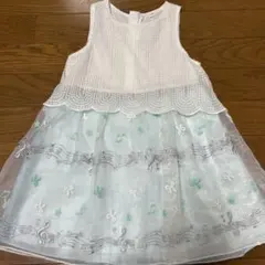音符刺繍フォーマルドレス 110サイズ　ブルーレースドレス