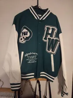 A.T.C. 刺繍スタジャン Mサイズ グリーン/ホワイト