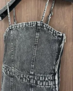 スプレイプレミアム グレー デニム キャミソール ロングワンピース