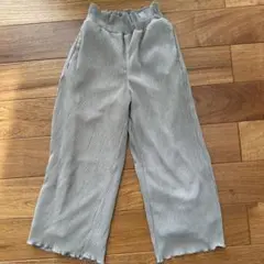 グレー リブ素材 ワイドパンツ　140cm