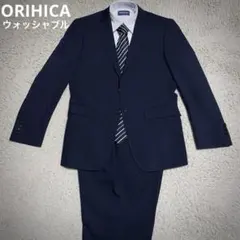 【ORIHICA】ウォッシャブルスーツ　ピンストライプ　ネイビー　Mサイズ　A5