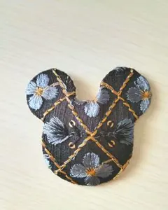 インド刺繍リボンの花柄ヘアピン パッチン