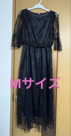 ドレス　ワンピース　黒　シースルー　レース