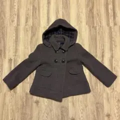 Zara Kids ダークブラウン フード付きウールコート 128cm