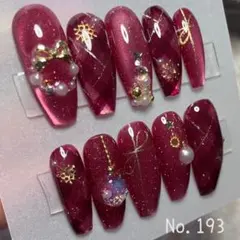 【 現品 】 クリスマスネイル 赤 レッド チェック ゴールド ツリー リース