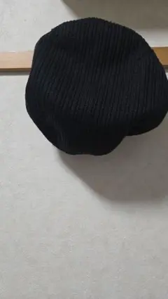 黒 ニット ベレー帽 調整可能