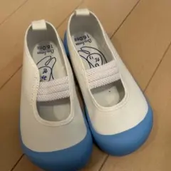 ムーンスター　上履き　幅広　2E ホワイト/ブルー バレエシューズ 16.0cm