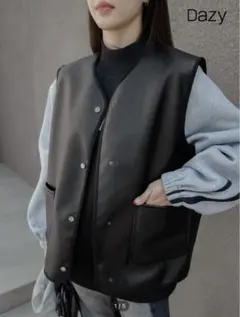 【 SHEIN 】DAZY ノースリーブ レザー ジャケット