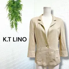 5510【KT.LINO】 テーラードジャケット 七分袖 薄手 ベージュ Mのサムネイル